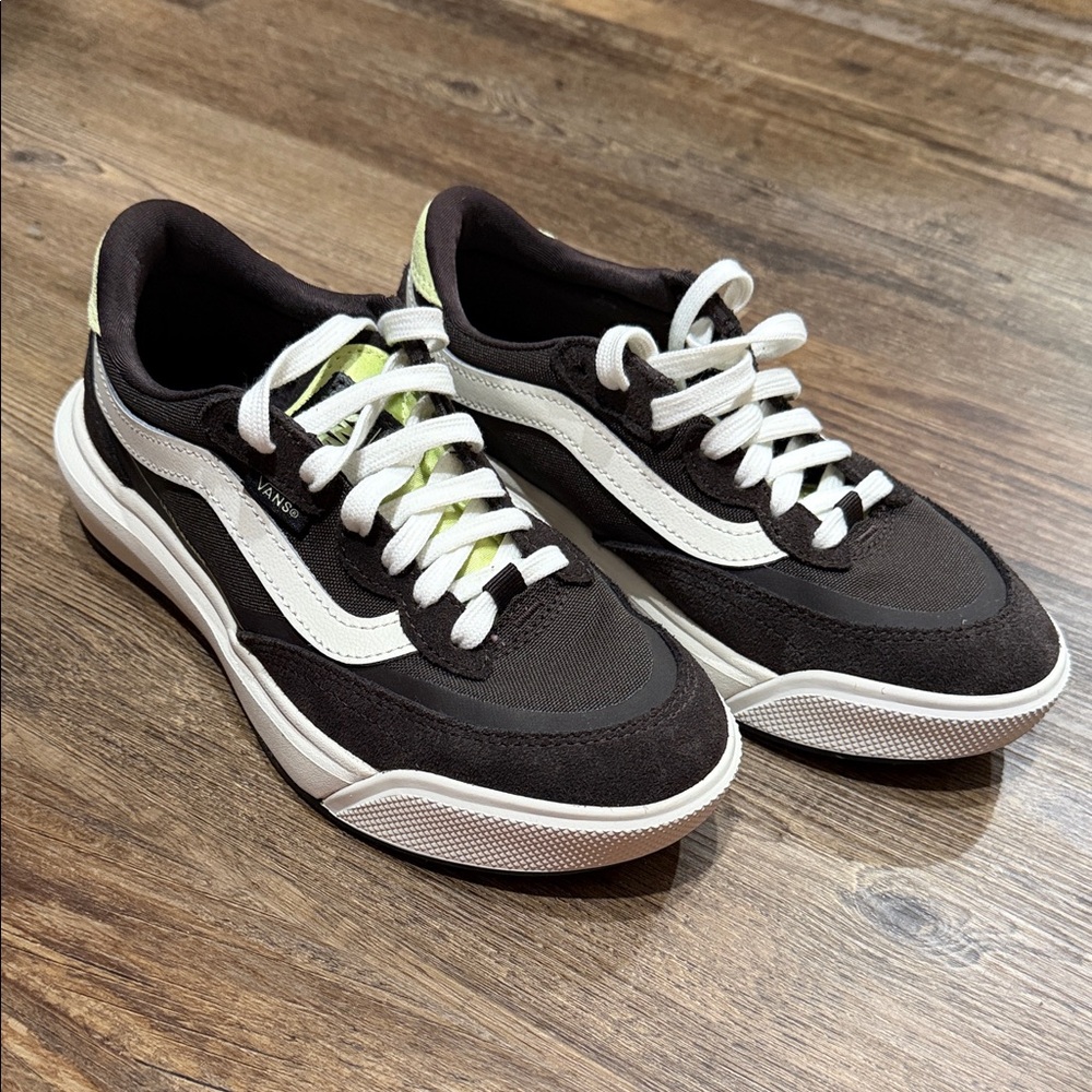 Vans brown and White Sneakers with Green Accents
